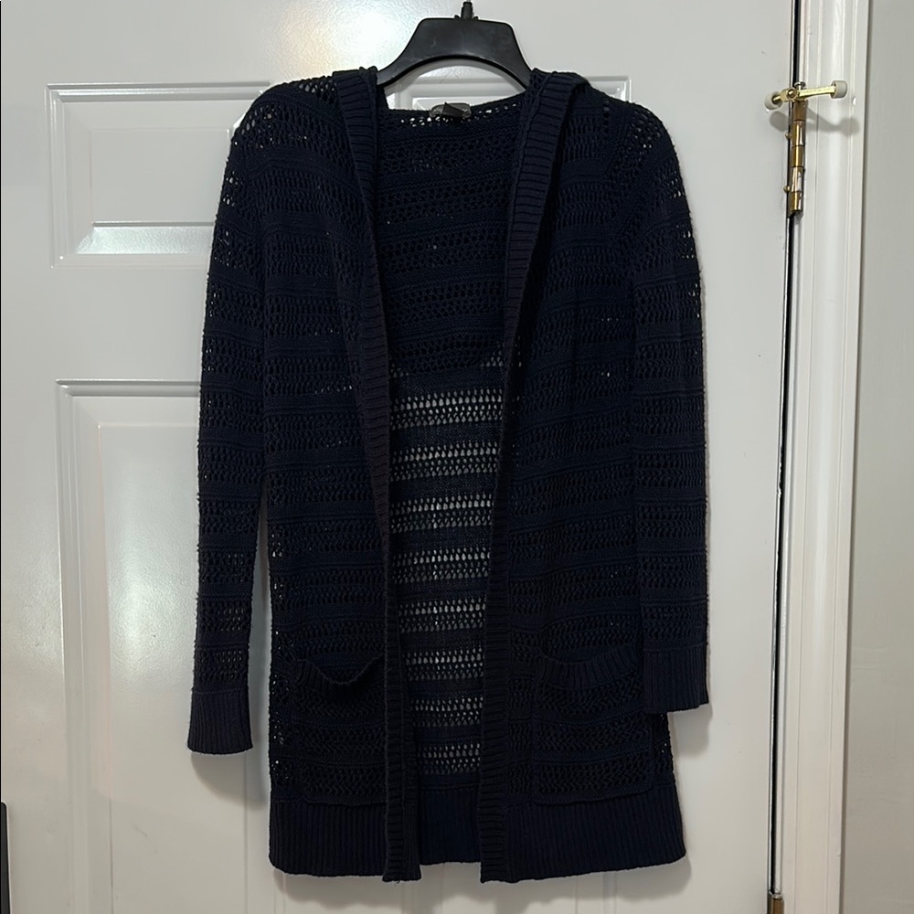 Women's Navy Open-Knit Sweater